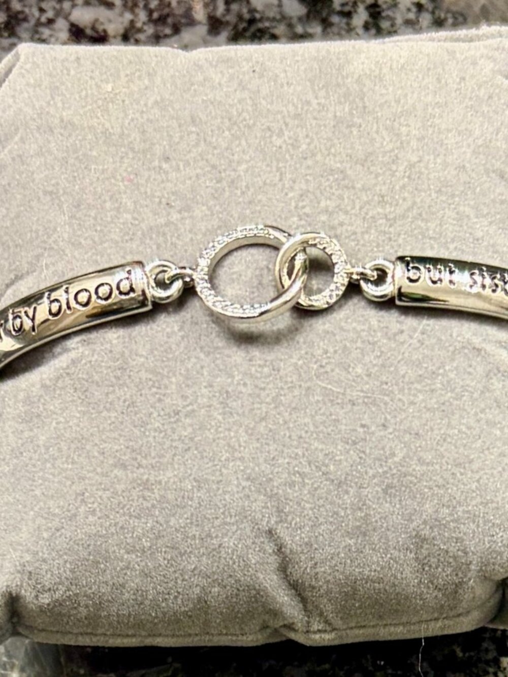 Silver "Not Sister by Blood, But Sister by Heart" Bracelet" Adjustable (New)